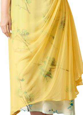 Yellow printed Georgette kurti 3