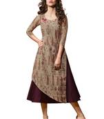 Beige printed dupion kurti