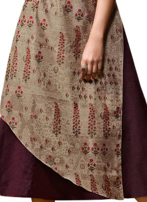 Beige printed dupion kurti 3