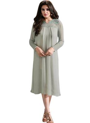 Grey printed Georgette kurti 1