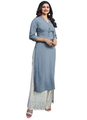 Grey printed cotton kurti 1