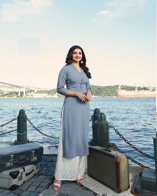 Grey printed cotton kurti 4