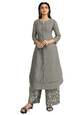 Grey printed Art Silk kurti 1