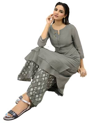 Grey printed Art Silk kurti 2