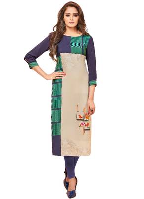 Grey printed Crepe kurti 1