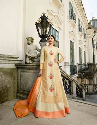 Beige printed Art Silk kurti 4