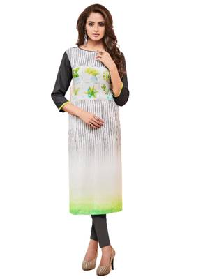 Grey printed Crepe kurti 1