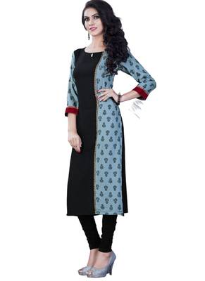 Grey printed cotton kurti 1