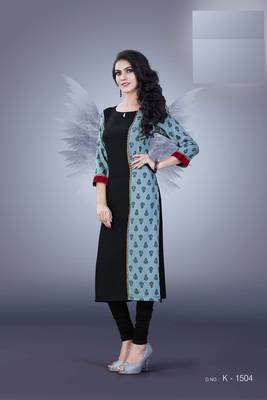 Grey printed cotton kurti 4