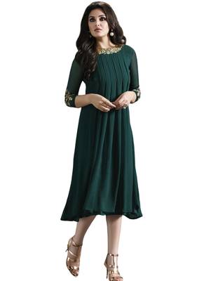 Green printed Georgette kurti 1