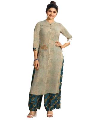 Grey printed cotton kurti 1