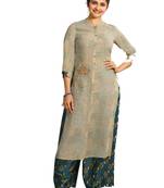 Grey printed cotton kurti