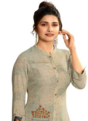 Grey printed cotton kurti 2