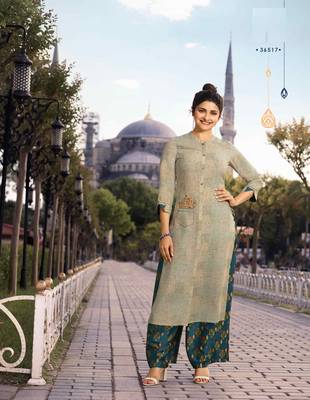 Grey printed cotton kurti 4