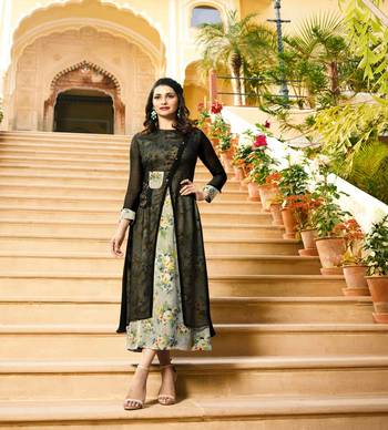 Grey printed Crepe kurti 4