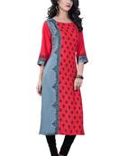 Red printed cotton kurti