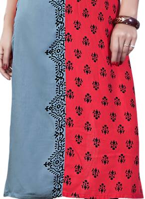 Red printed cotton kurti 3