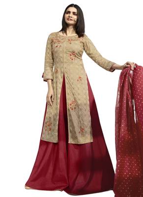 Beige printed Art Silk kurti 1