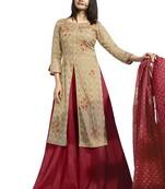 Beige printed Art Silk kurti