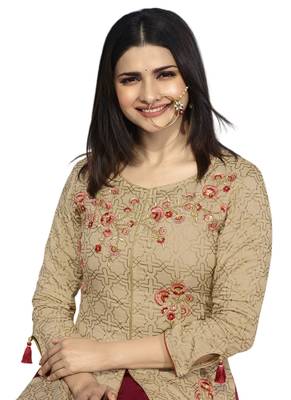 Beige printed Art Silk kurti 2