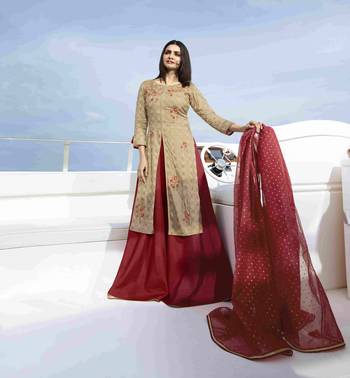 Beige printed Art Silk kurti 4