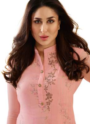 Pink printed Georgette kurti 2