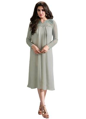 Grey printed Georgette kurti 1