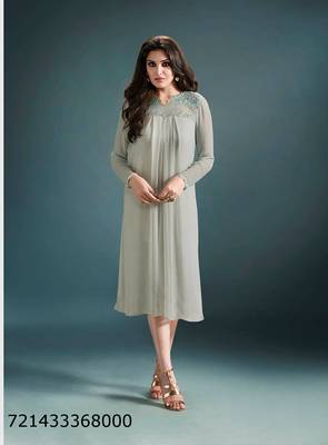 Grey printed Georgette kurti 4