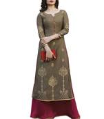 Beige printed Jacquard kurti
