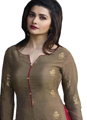 Beige printed Jacquard kurti 2