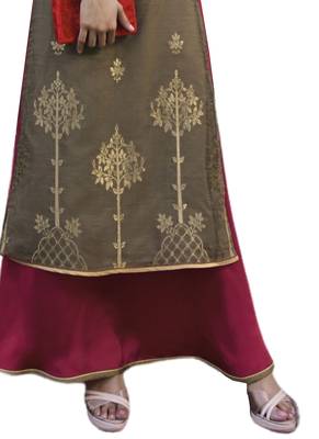 Beige printed Jacquard kurti 3