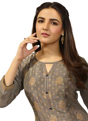 Grey printed dupion kurti 2