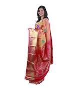 Pink hand woven andhra pradesh handloom saree with blouse