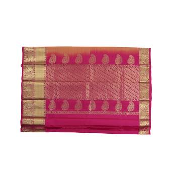 Pink hand woven andhra pradesh handloom saree with blouse 4