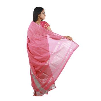 Pink hand woven andhra pradesh handloom saree with blouse 2
