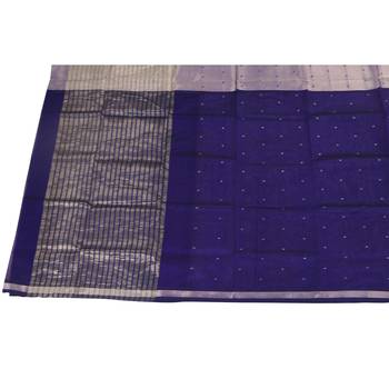 Dark turquoise hand woven andhra pradesh handloom saree with blouse 4