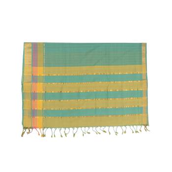 Light green hand woven andhra pradesh handloom saree with blouse 4