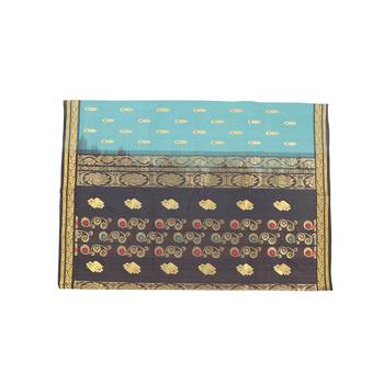 Blue hand woven andhra pradesh handloom saree  4