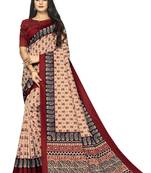 Bieth Women Ajrakh Block Printed Mysore Silk Saree with Blouse Piece