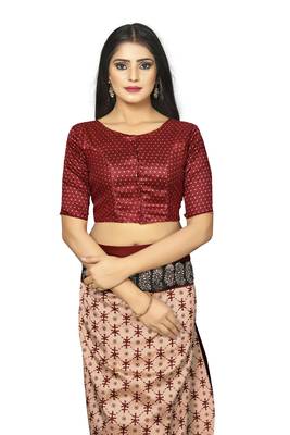 Bieth Women Ajrakh Block Printed Mysore Silk Saree with Blouse Piece 4