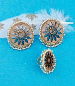 Stud Earring Set & Adjustable Finger Ring With Earring For Women Girl