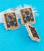 Stud Earring Set & Adjustable Finger Ring With Earring For Women Girl