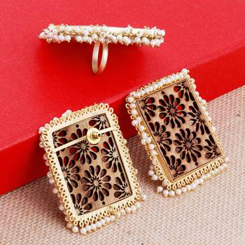 Stud Earring Set & Adjustable Finger Ring With Earring For Women Girl 5