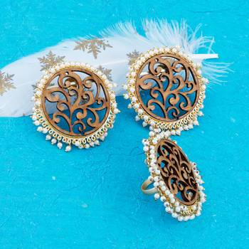 Stud Earring Set & Adjustable Finger Ring With Earring For Women Girl 1