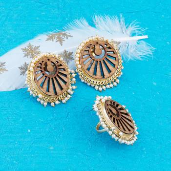 Stud Earring Set & Adjustable Finger Ring With Earring For Women Girl 1