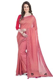 Purple hand woven georgette saree with blouse