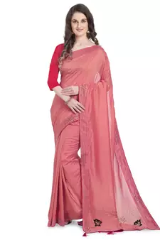 Purple hand woven georgette saree with blouse