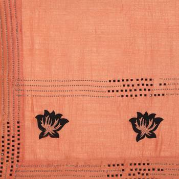 Orange hand woven georgette saree with blouse 4