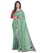 Green hand woven georgette saree with blouse