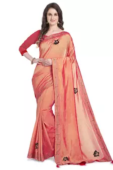 Pink hand woven georgette saree with blouse